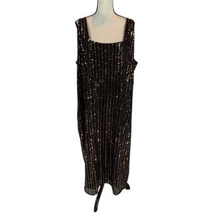 City Chic Dressy Sexy Sequin Tank Top Midi Dress - Black & Copper - size XXL